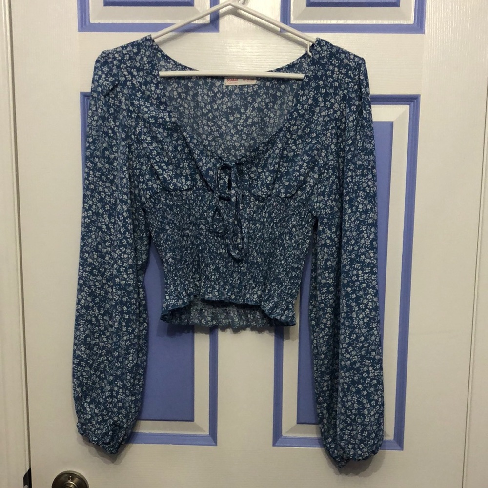 Blue Ditsy Floral Top